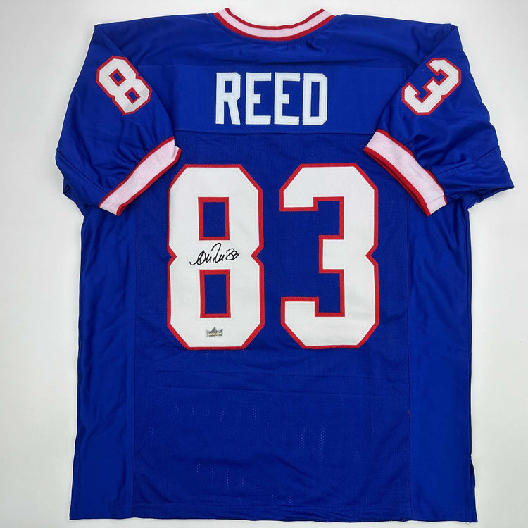 Facsimile Autographed Andre Reed Buffalo Blue Reprint Laser Auto Football Jersey Size Men's XL
