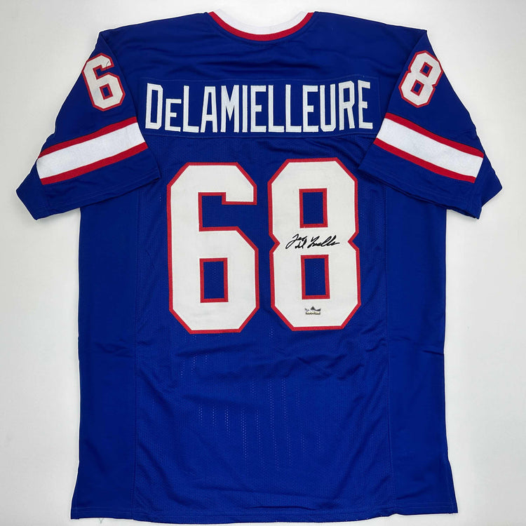 Facsimile Autographed Joe DeLamielleure Buffalo Blue Reprint Laser Auto Football Jersey Size Men's XL
