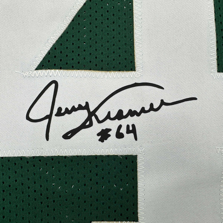 Framed Facsimile Autographed Jerry Kramer 35x39 Green Bay Green Reprint Laser Auto Football Jersey