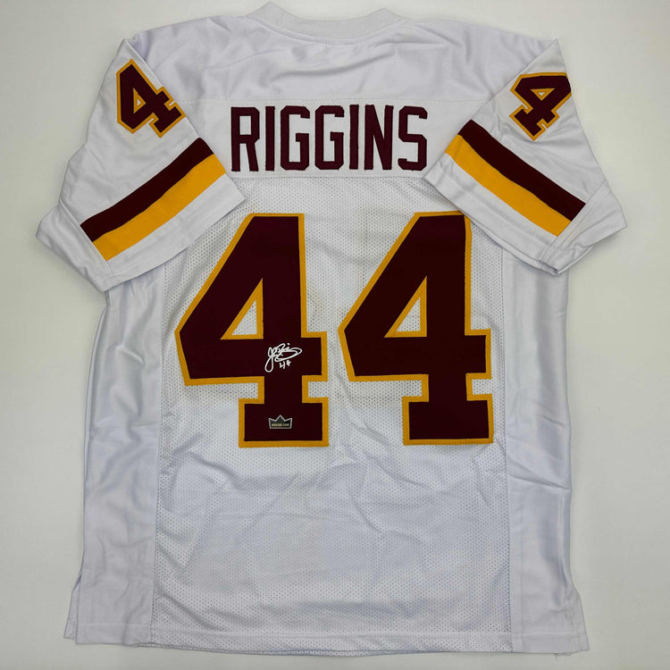 Facsimile Autographed John Riggins Washington White Reprint Laser Auto Football Jersey Size Men's XL
