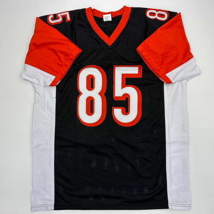 Facsimile Autographed Chad Ochocinco (Johnson) Cincinnati Black Reprint Laser Auto Football Jersey Size Men's XL