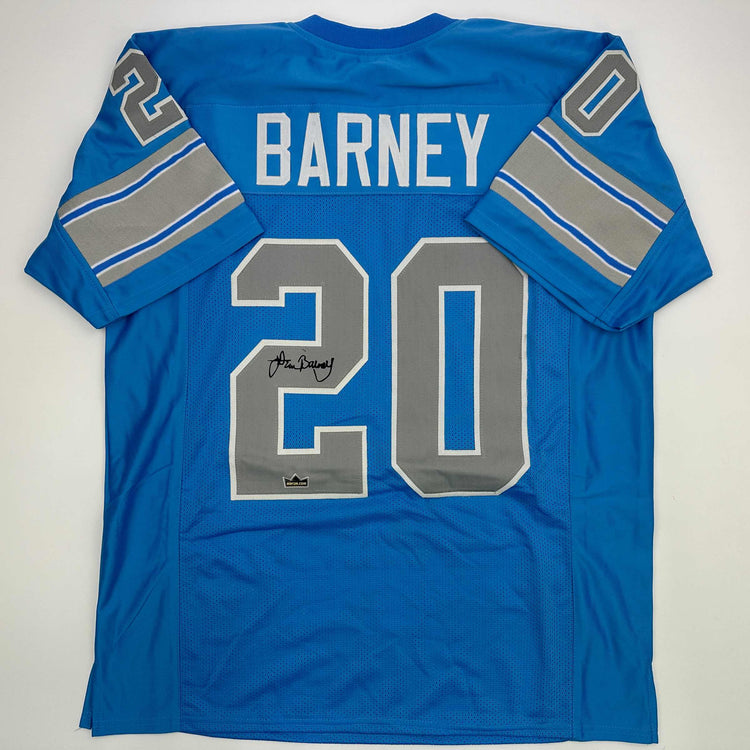 Facsimile Autographed Lem Barney Detroit Blue Reprint Laser Auto Football Jersey Size Men's XL