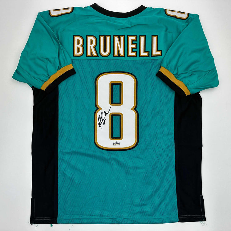 Facsimile Autographed Mark Brunell Jacksonville Teal Reprint Laser Auto Football Jersey Size Men's XL