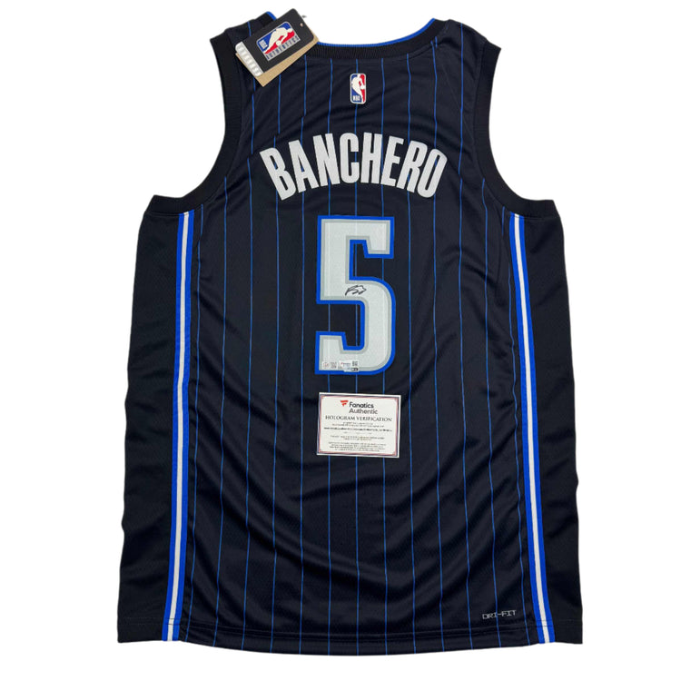 Autographed/Signed Paolo Banchero Orlando Black Magic Nike Jersey Fanatics COA