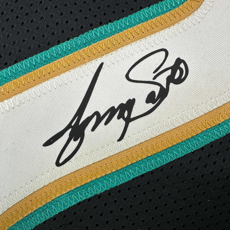 Framed Facsimile Autographed Jimmy Smith 35x39 Jacksonville Black Reprint Laser Auto Football Jersey