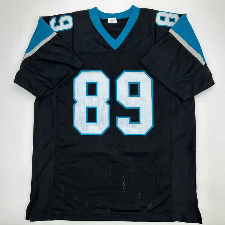 Facsimile Autographed Steve Smith Sr. Carolina Black Reprint Laser Auto Football Jersey Size Men's XL
