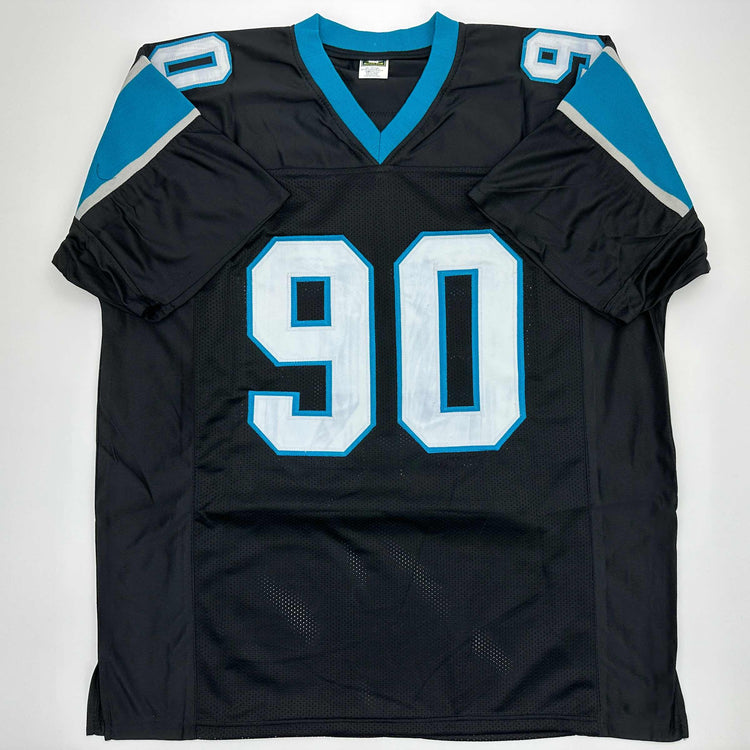 Facsimile Autographed Julius Peppers Carolina Black Reprint Laser Auto Football Jersey Size Men's XL