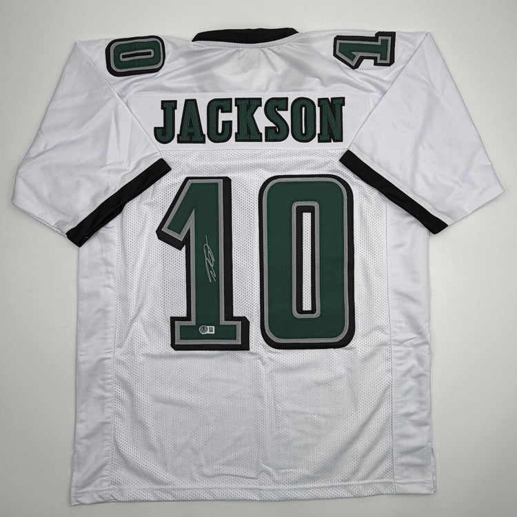 Autographed/Signed DeSean Jackson Philadelphia White Football Jersey Beckett BAS COA