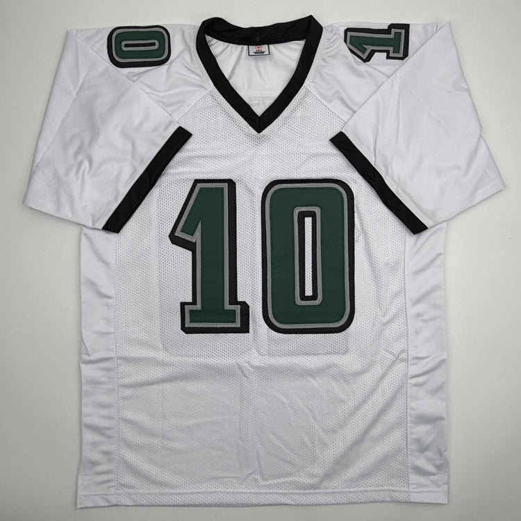 Autographed/Signed DeSean Jackson Philadelphia White Football Jersey Beckett BAS COA