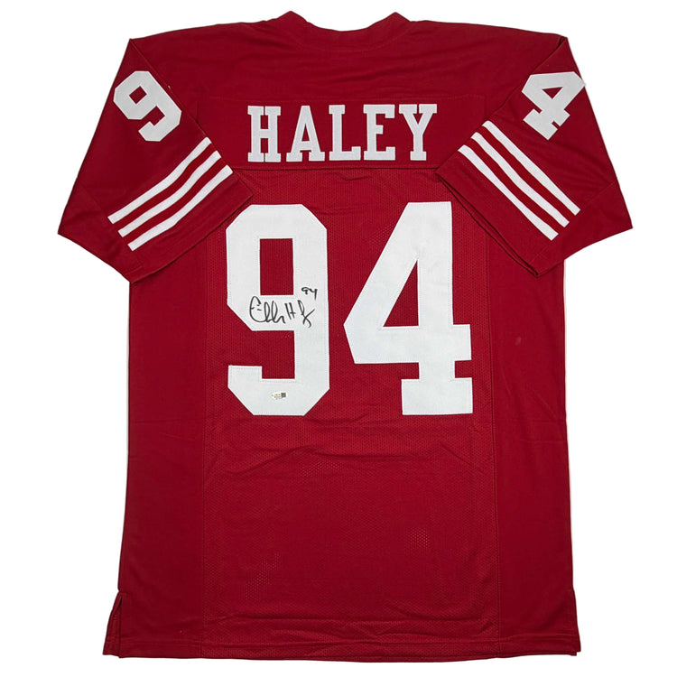 Autographed/Signed Charles Haley San Francisco Red Football Jersey JSA COA