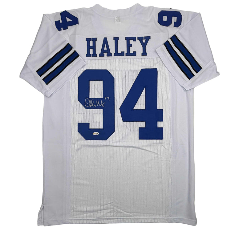 Autographed/Signed Charles Haley Dallas White Football Jersey JSA COA