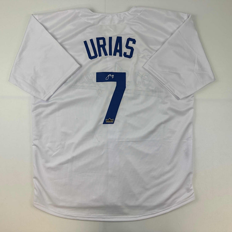 Facsimile Autographed Julio Urias Los Angeles LA White Reprint Laser Auto Baseball Jersey Size Men's XL