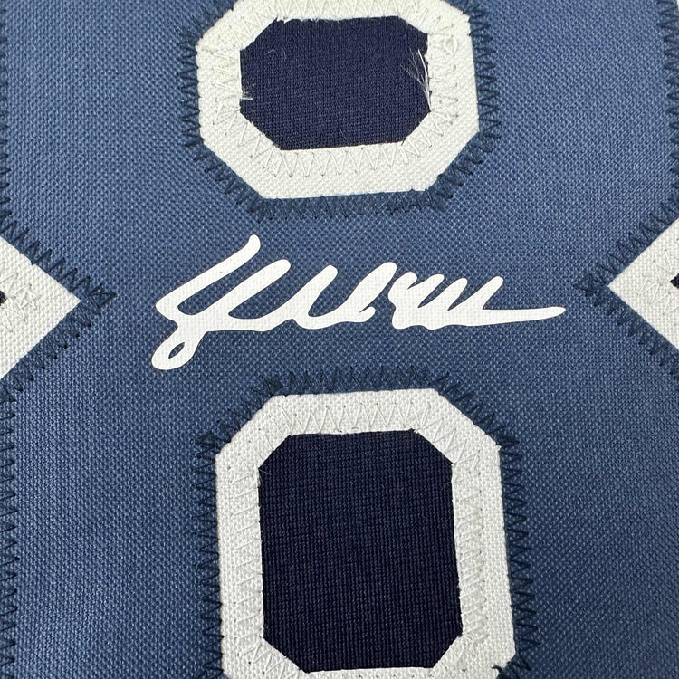 Facsimile Autographed Shane McClanahan Tampa Bay Navy Blue Reprint Laser Auto Baseball Jersey Size Men's XL