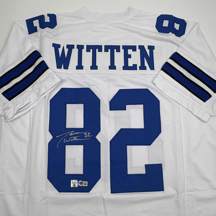 Autographed/Signed Jason Witten Dallas White Football Jersey Beckett BAS COA