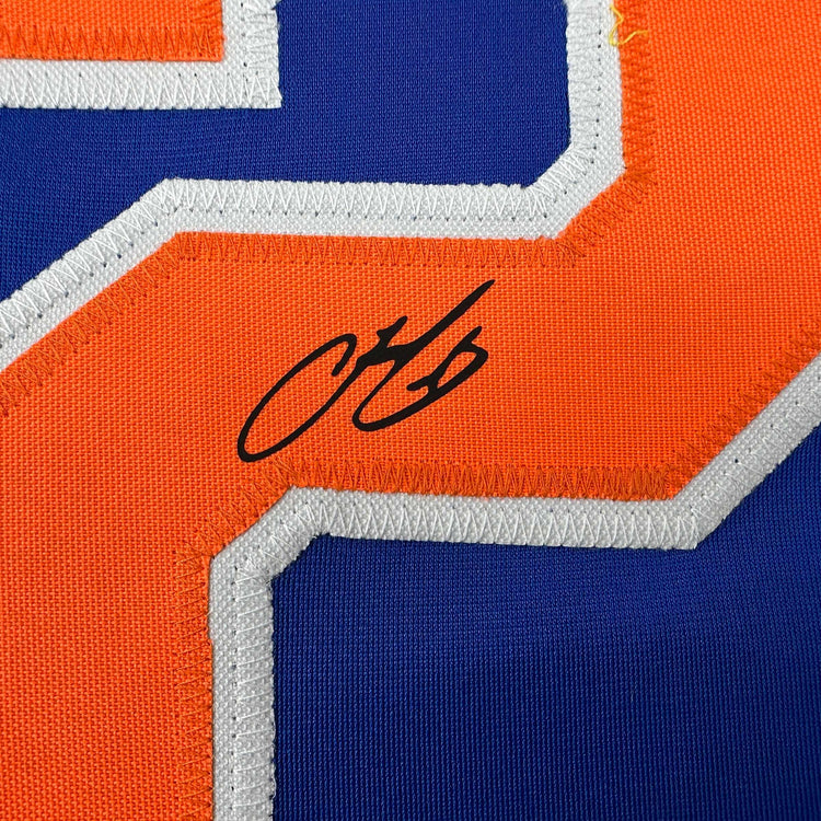 Facsimile Autographed Francisco Lindor New York Blue Reprint Laser Auto Baseball Jersey Size Men's XL