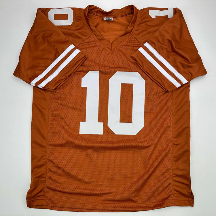 Facsimile Autographed Vince Young Texas Orange Reprint Laser Auto College Football Jersey Size Men's XL