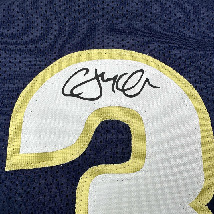 Facsimile Autographed C.J. CJ McCollum New Orleans Blue Reprint Laser Auto Basketball Jersey Size Men's XL