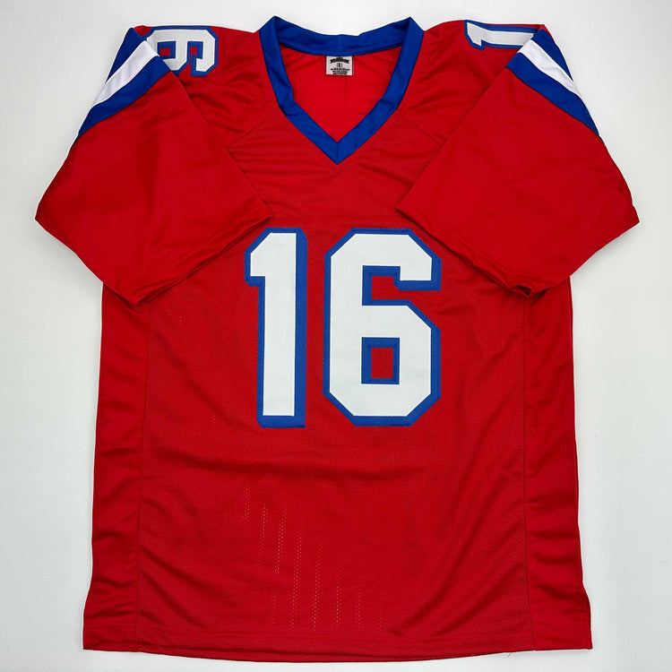 Facsimile Autographed Keanu Reeves Shane Falco The Replacements Movie Washington Red Reprint Laser Auto Football Jersey Size Men's XL