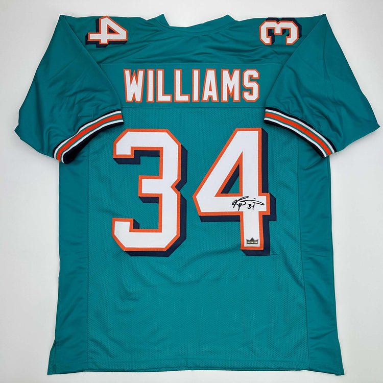 Facsimile Autographed Ricky Williams Miami Teal Reprint Laser Auto Football Jersey Size Men's XL