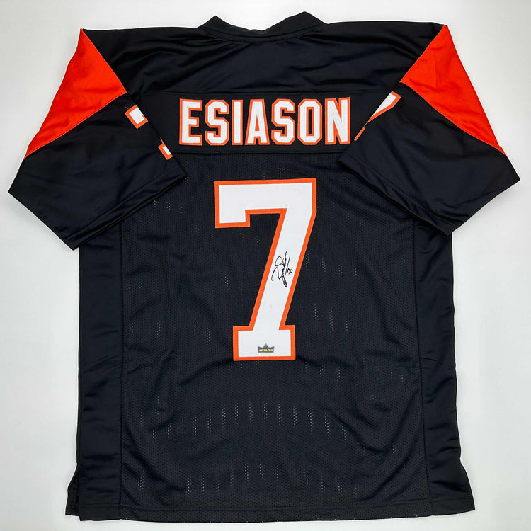 Facsimile Autographed Boomer Esiason Cincinnati Black Reprint Laser Auto Football Jersey Size Men's XL