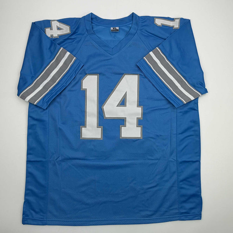 Autographed/Signed Amon-Ra St. Brown Detroit Current Blue Football Jersey Beckett BAS COA