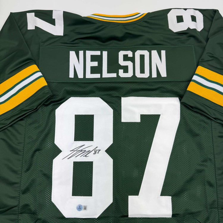 Autographed/Signed Jordy Nelson Green Bay Green Football Jersey JSA COA
