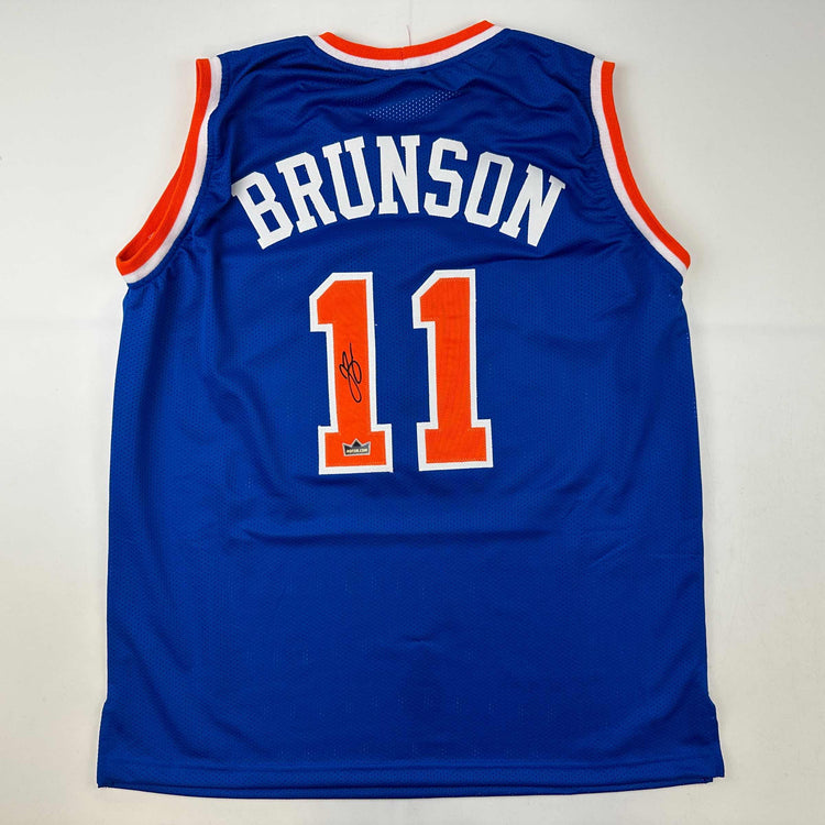 Facsimile Autographed Jalen Brunson New York Blue Reprint Laser Auto Basketball Jersey Size Men's XL