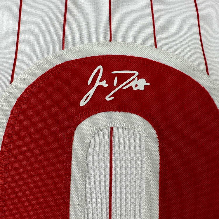 Facsimile Autographed JT J.T. Realmuto Philadelphia Pinstripe Reprint Laser Auto Baseball Jersey Size Men's XL
