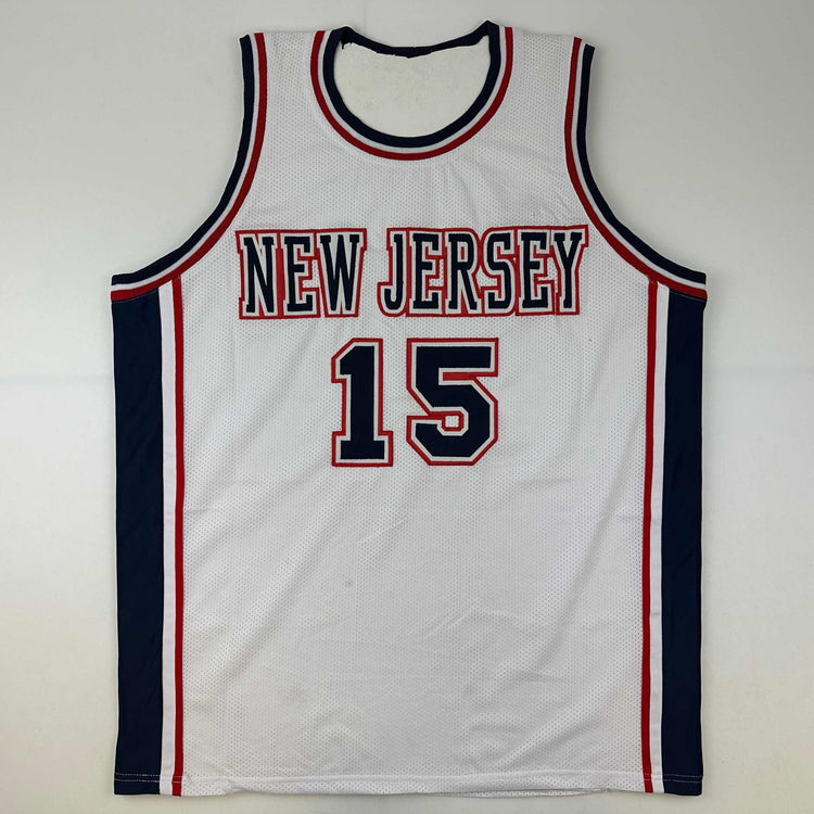Autographed/Signed Vince Carter New Jersey NJ White Basketball Jersey PSA/DNA COA