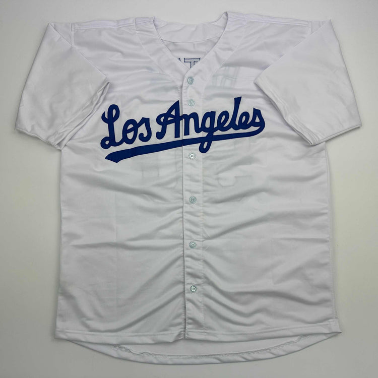Facsimile Autographed Mookie Betts Los Angeles LA White Reprint Laser Auto Baseball Jersey Size Men's XL