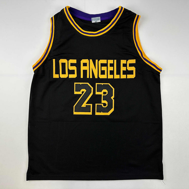 Facsimile Autographed LeBron James #23 Los Angeles LA Black Mamba Reprint Laser Auto Basketball Jersey Size Men's XL