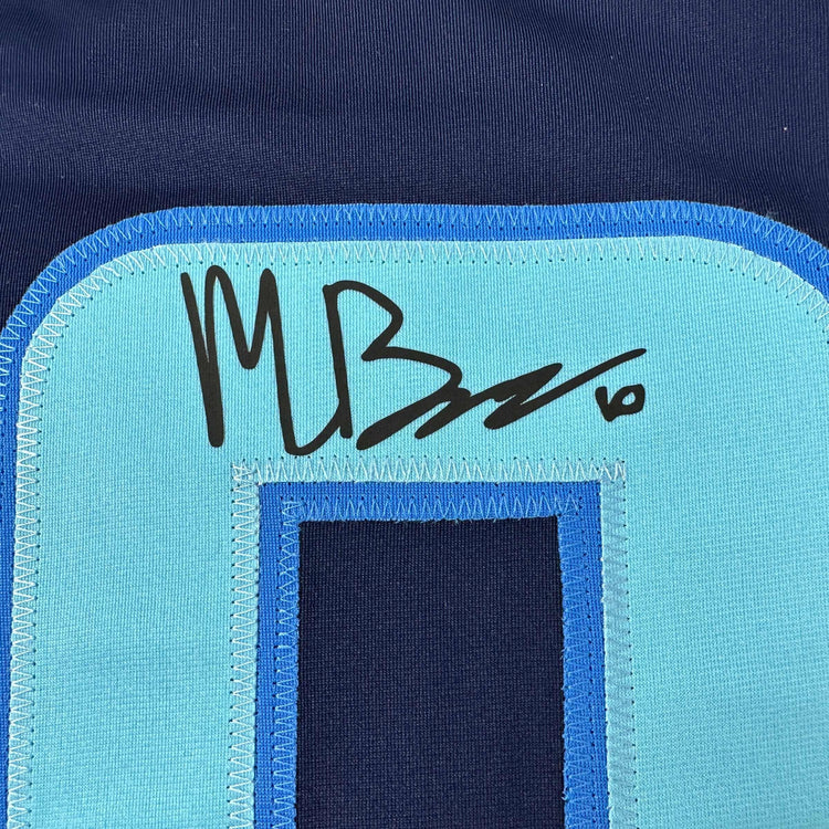 Facsimile Autographed Matty Beniers Seattle Blue Reprint Laser Auto Hockey Jersey Size Men's XL