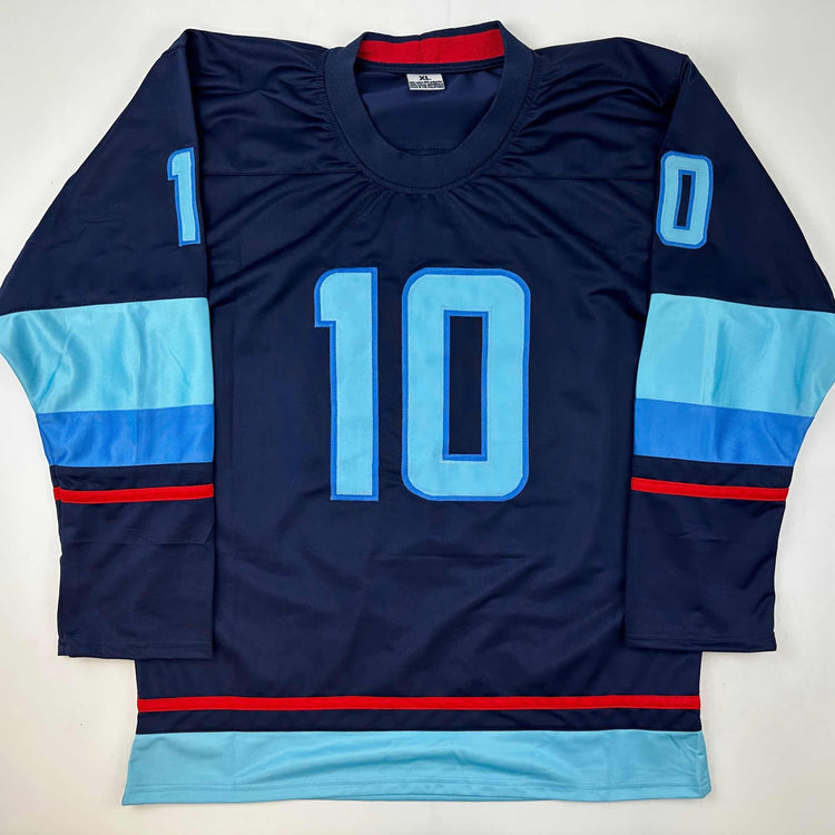 Facsimile Autographed Matty Beniers Seattle Blue Reprint Laser Auto Hockey Jersey Size Men's XL