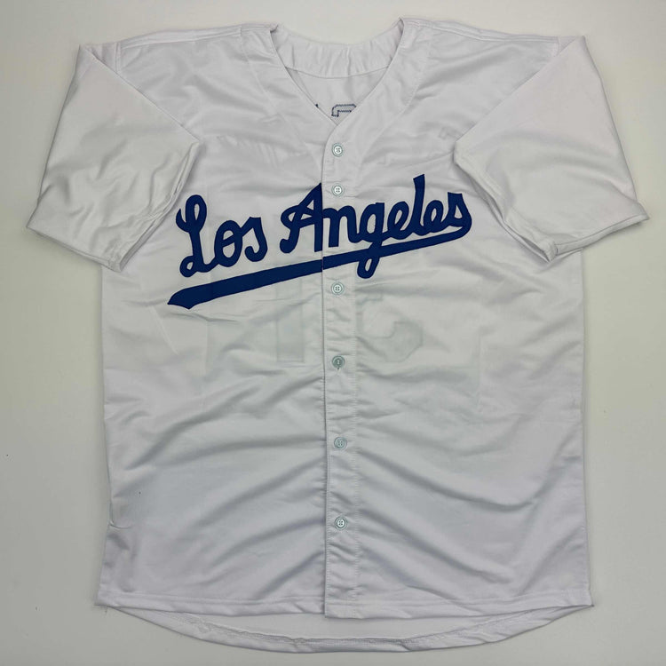 Facsimile Autographed Tyler Glasnow Los Angeles LA White Reprint Laser Auto Baseball Jersey Size Men's XL