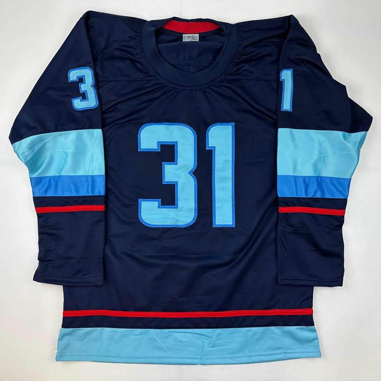 Facsimile Autographed Philipp Grubauer Seattle Blue Reprint Laser Auto Hockey Jersey Size Men's XL