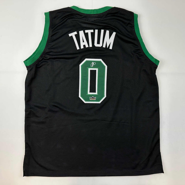 Facsimile Autographed Jayson Tatum Boston Black Reprint Laser Auto Basketball Jersey Size Men's XL