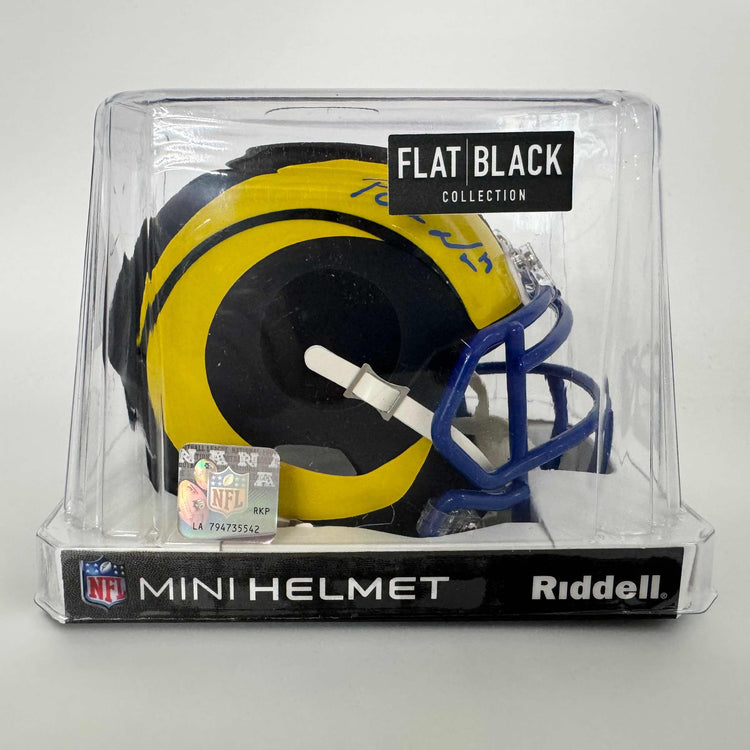 Autographed/Signed Puka Nacua Los Angeles Rams Mini Football Helmet Fanatics COA