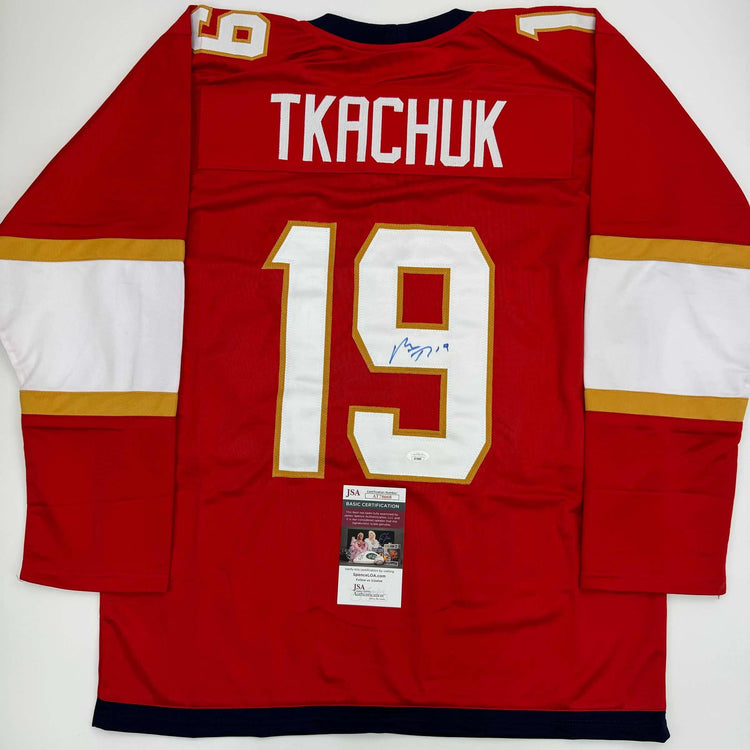 Autographed/Signed Matthew Tkachuk Florida Red Hockey Jersey JSA COA