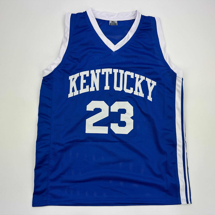 Facsimile Autographed Anthony Davis Kentucky Blue Reprint Laser Auto College Basketball Jersey Size Men's XL