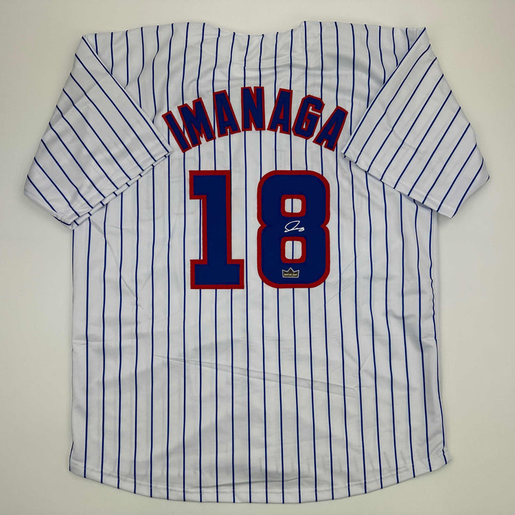Facsimile Autographed Shota Imanaga Chicago Pinstripe Reprint Laser Auto Baseball Jersey Size Men's XL