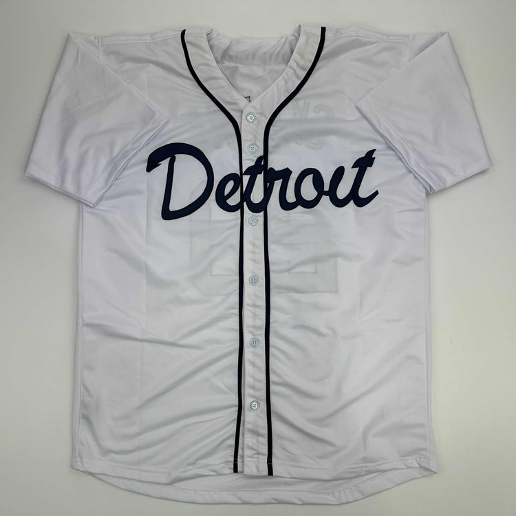 Facsimile Autographed Tarik Skubal Detroit White Reprint Laser Auto Baseball Jersey Size Men's XL