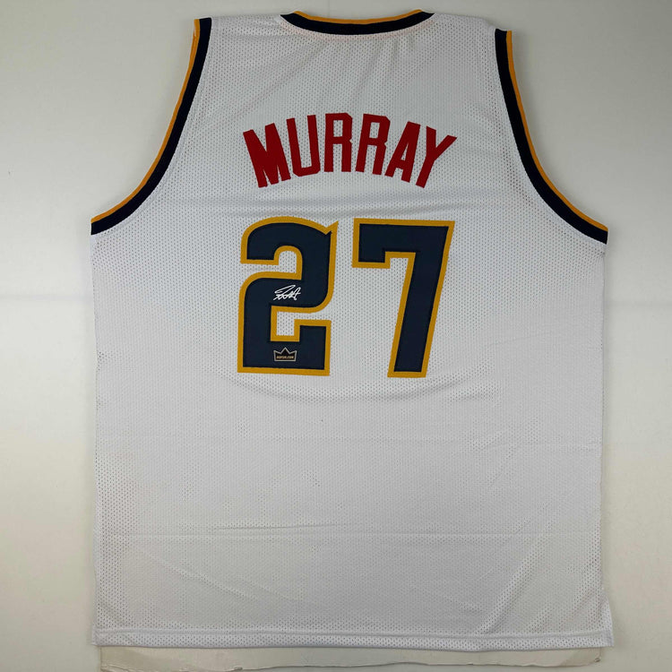 Facsimile Autographed Jamal Murray Denver White Reprint Laser Auto Basketball Jersey Size Men's XL