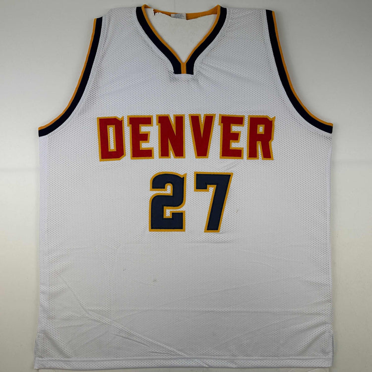 Facsimile Autographed Jamal Murray Denver White Reprint Laser Auto Basketball Jersey Size Men's XL