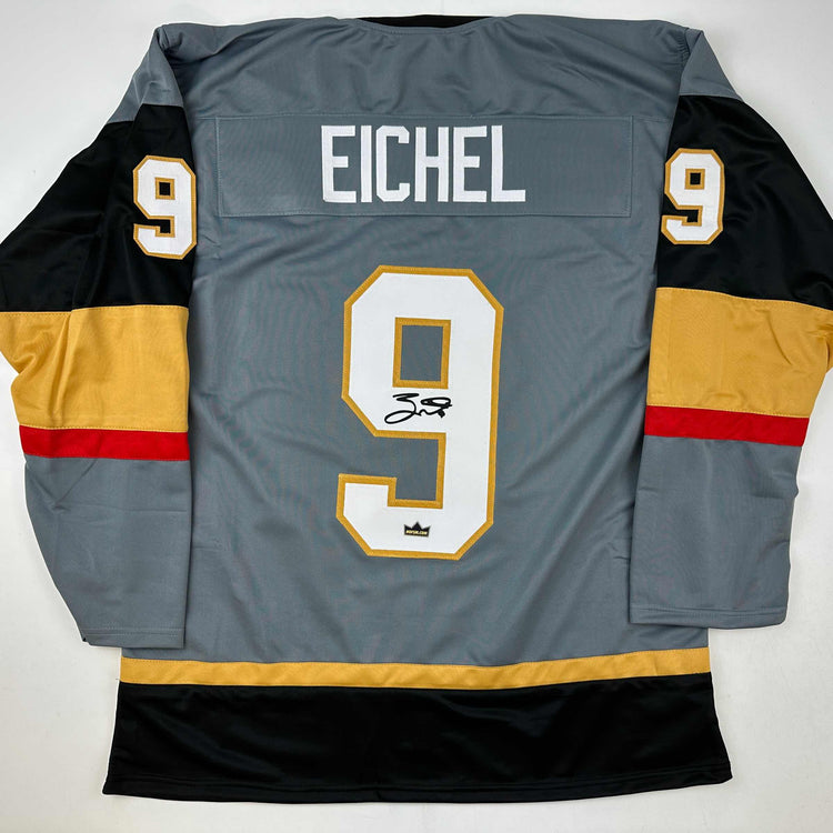 Facsimile Autographed Jack Eichel Vegas Grey Reprint Laser Auto Hockey Jersey Size Men's XL