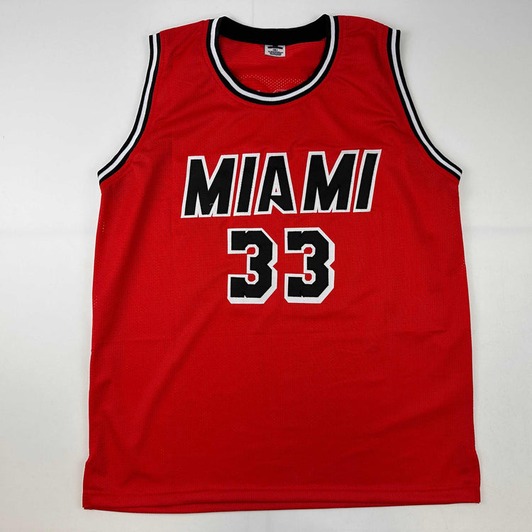 Facsimile Autographed Alonzo Mourning Miami Red Reprint Laser Auto Basketball Jersey Size Men's XL