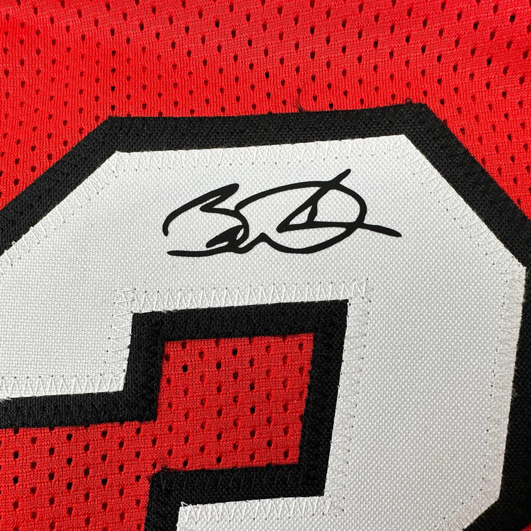 Facsimile Autographed Dwyane Wade Miami Red Reprint Laser Auto Basketball Jersey Size Men's XL