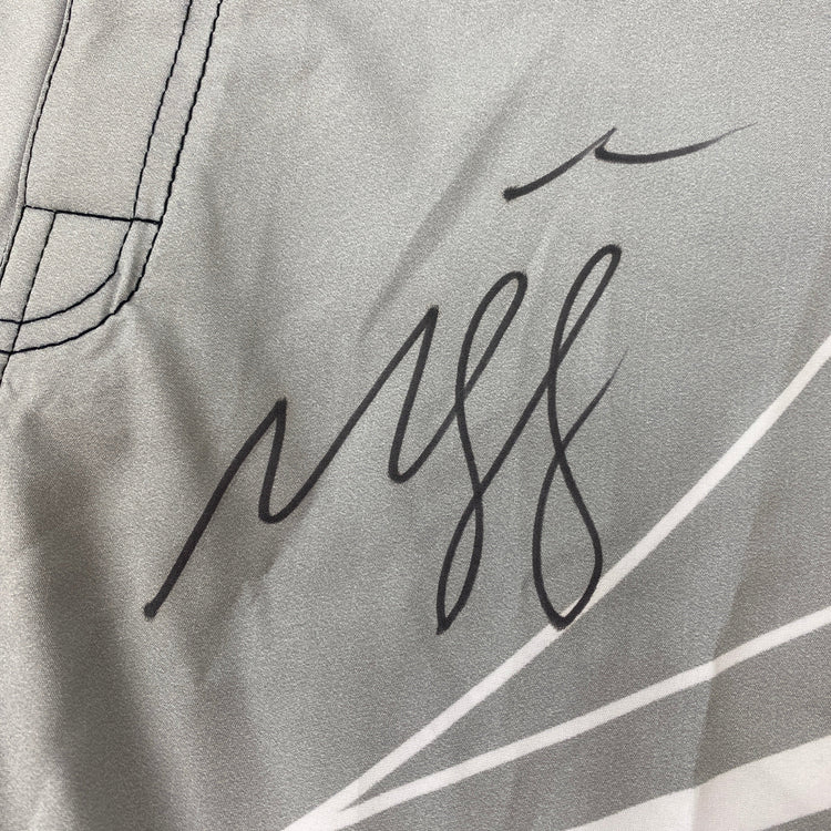 Autographed/Signed Khamzat Borz Chimaev UFC MMA Ultimate Fighting Grey Trunks PSA/DNA COA