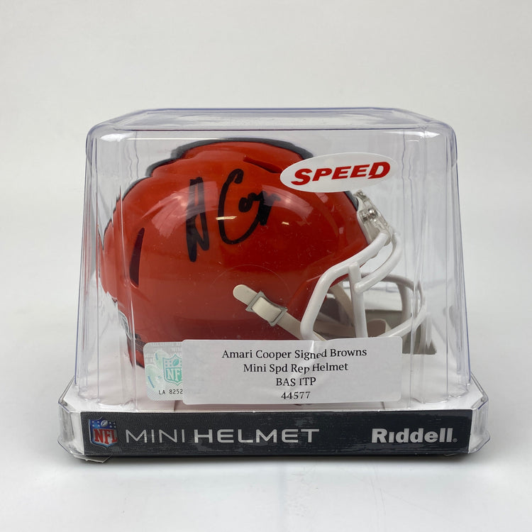 Autographed/Signed Amari Cooper Cleveland Browns Mini Football Helmet Beckett BAS COA