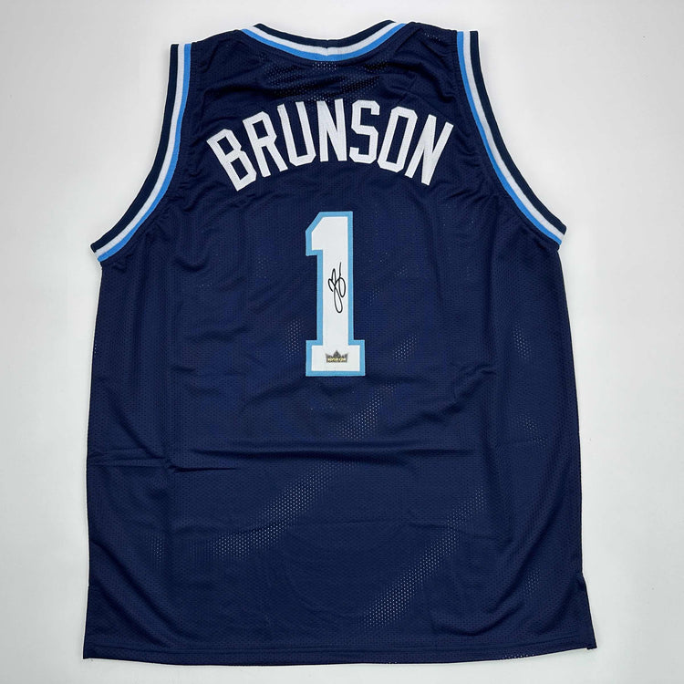 Facsimile Autographed Jalen Brunson Villanova Blue Reprint Laser Auto College Basketball Jersey Size Men's XL