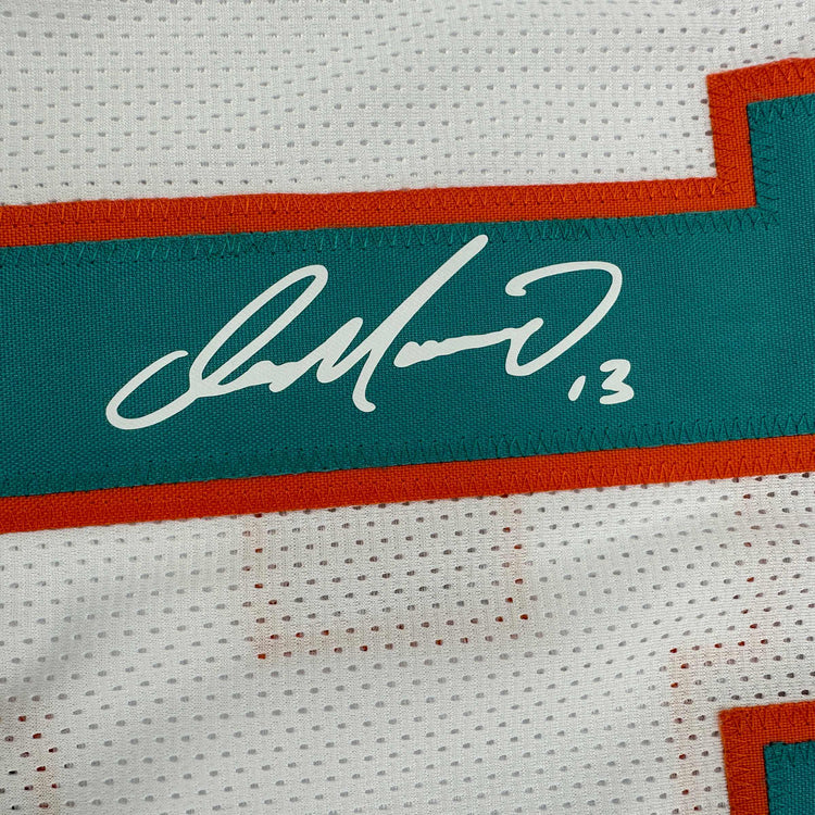 Facsimile Autographed Dan Marino Miami White Reprint Laser Auto Football Jersey Size Men's XL